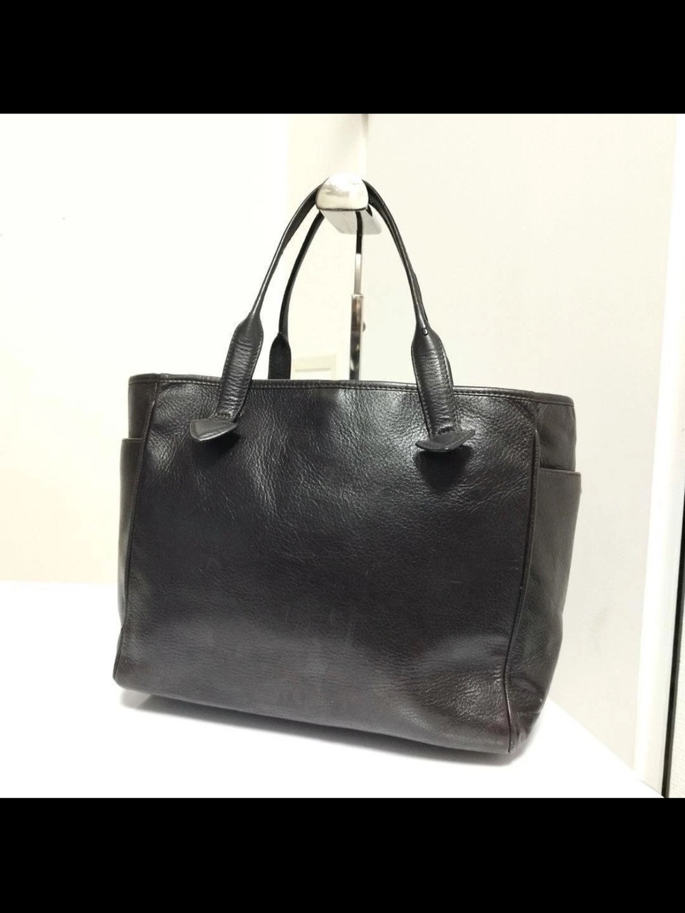 Loewe Black Embossed Logo Leather Tote - Picture 2 of 12